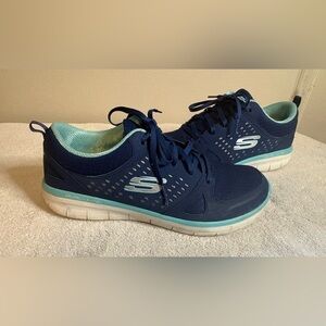 Skechers Synergy 2.0 RISING STAR / Womens/Memory Foam/Air-Cooled/Navy/Light Blue